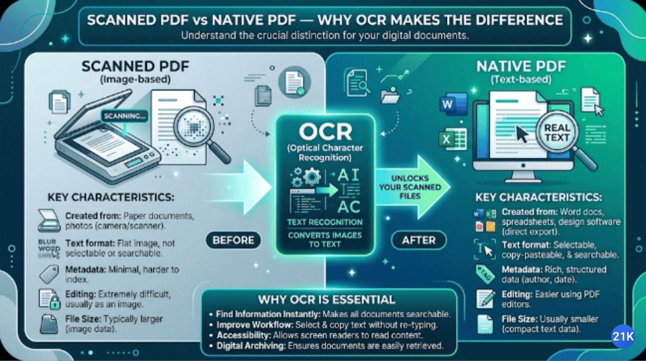 Scanned PDF vs Native PDF — Why OCR Makes the Difference