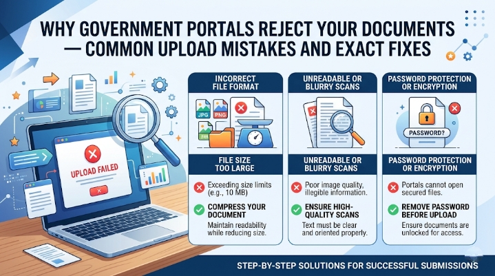 Why Government Portals Reject Your Documents — Common Upload Mistakes and Exact Fixes
